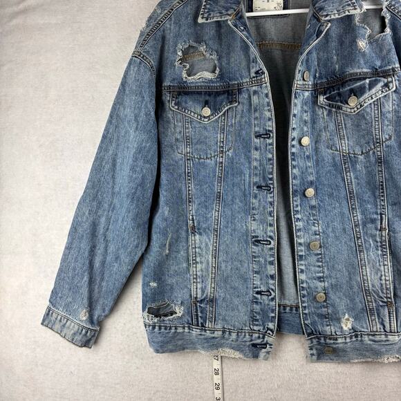 Mudd Y2K Denim Jacket Men's Medium Grunge Distressed Blue Jean 100% Cotton 2020 - Picture 2 of 10